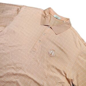 Peter Millar Polo Shirt Mens XL Orange Windowpane Carnoustie Golf Links